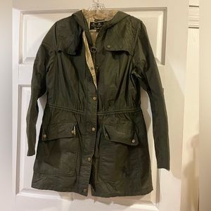 Barbour Lightweight Waxed Coat, Green, US Size 12